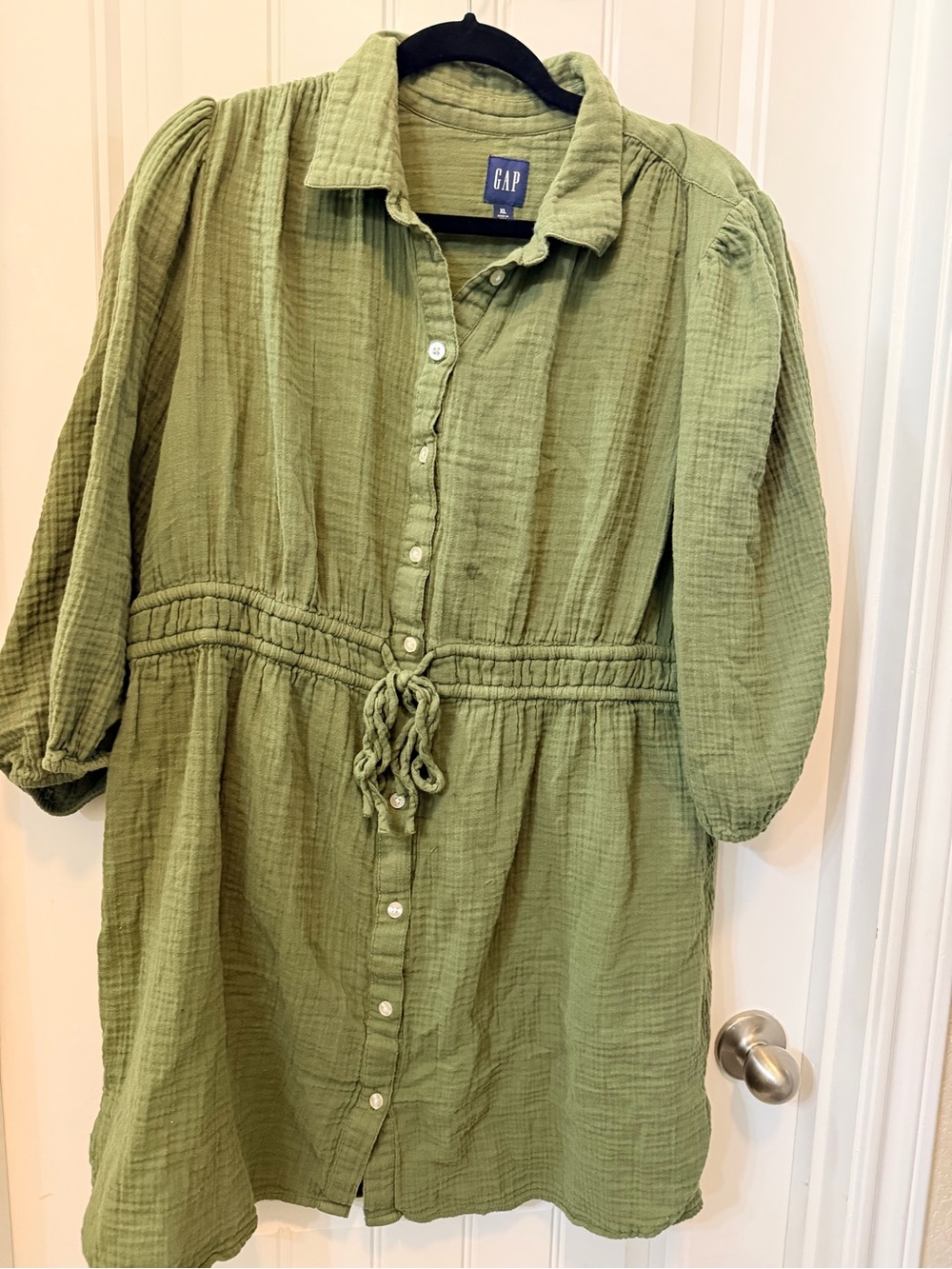 GAP Olive Green Button-Up Shirt dress